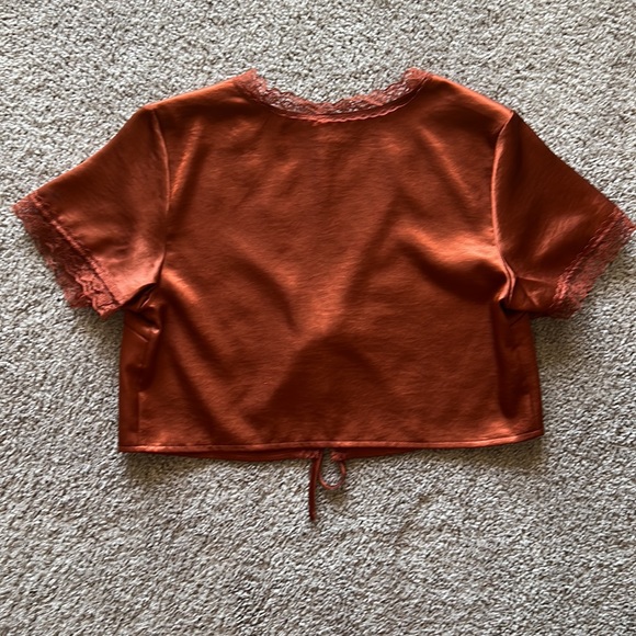 Princess Polly Vintage Tie Up Top Rust - Picture 4 of 5